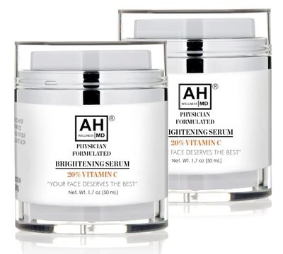 AHWellnessMD Vitamin C Face Serum wHyaluronic Acid - Anti Aging Serum Vitamin E, Aloe - Brightening Serum for Sensitive Skin Dark Spots, Uneven Skin Tone Eye Area Fine Lines Wrinkles 1.7oz (2-Pack)