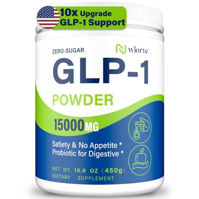 GLP-1, GLP-1 Supplement for Women Men, 15,000mg Natural GLP 1 Powder with Akkermansia Probiotic, High Fiber for Digestive Gut, Metabolism, Energy, GLP1 Support, 10x Upgrade GLP-1 Levels, 0 Sugar