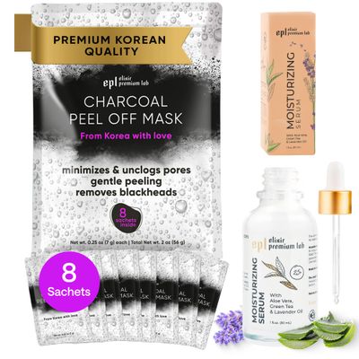 Charcoal Peel Off Mask and Facial Serum - Premium Skincare Bundle - Niacinamide Serum Korean Charcoal Peel Off Face Mask for Women Men