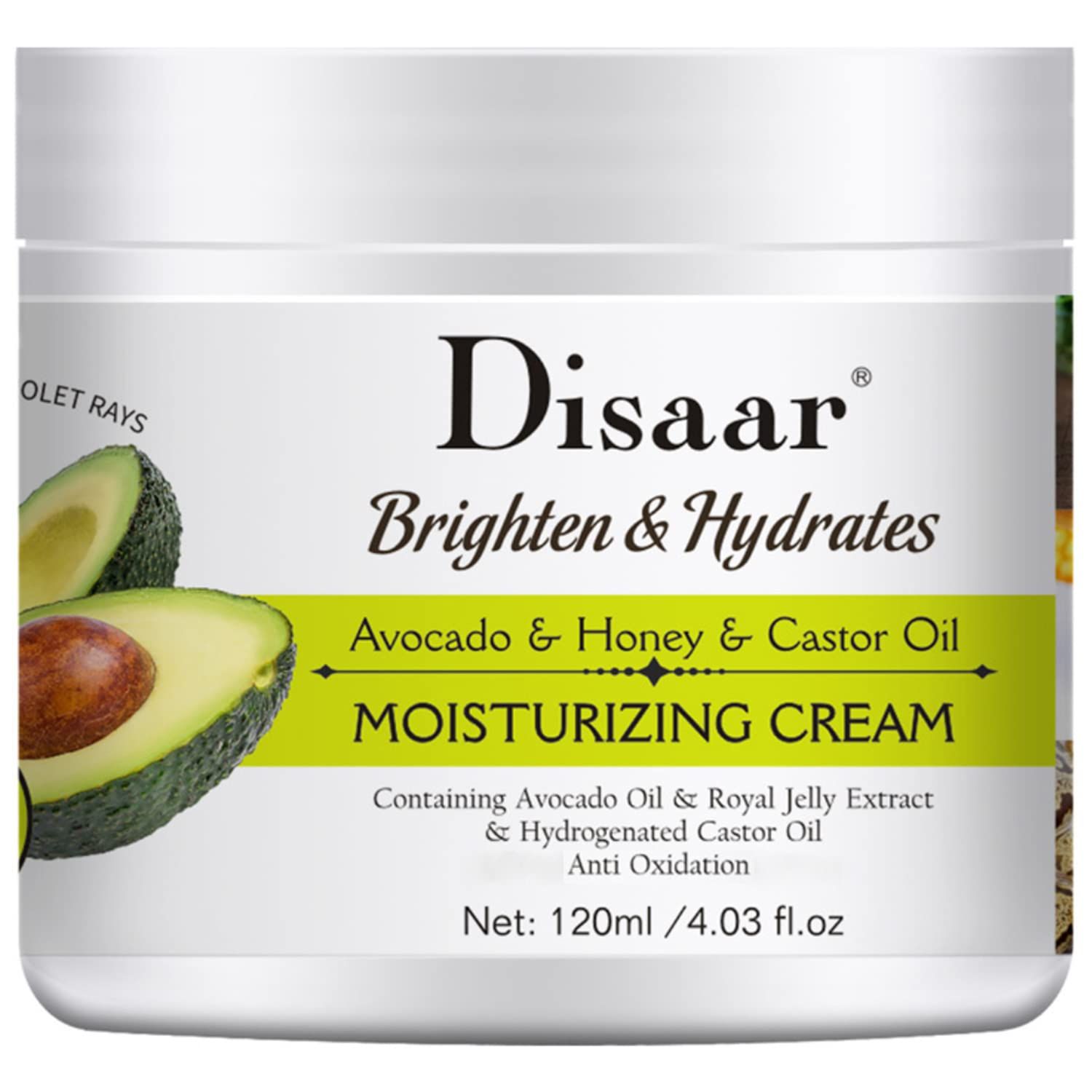 DISAAR Moisturizing Cream Avocado Honey Hydrates Nourishes Anti-Oxidation Body Skincare 120ml4.03fl.oz