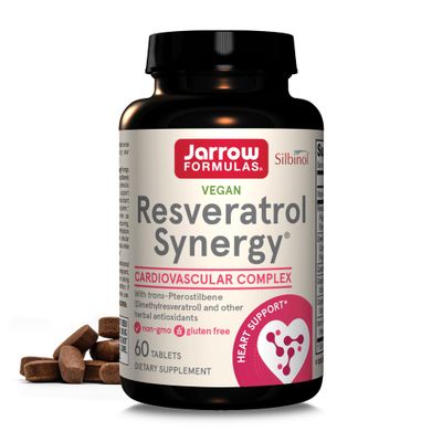 Jarrow Formulas Resveratrol Synergy 200 mg, Dietary Supplement, Heart Support, 60 Tablets, 60 Day Supply
