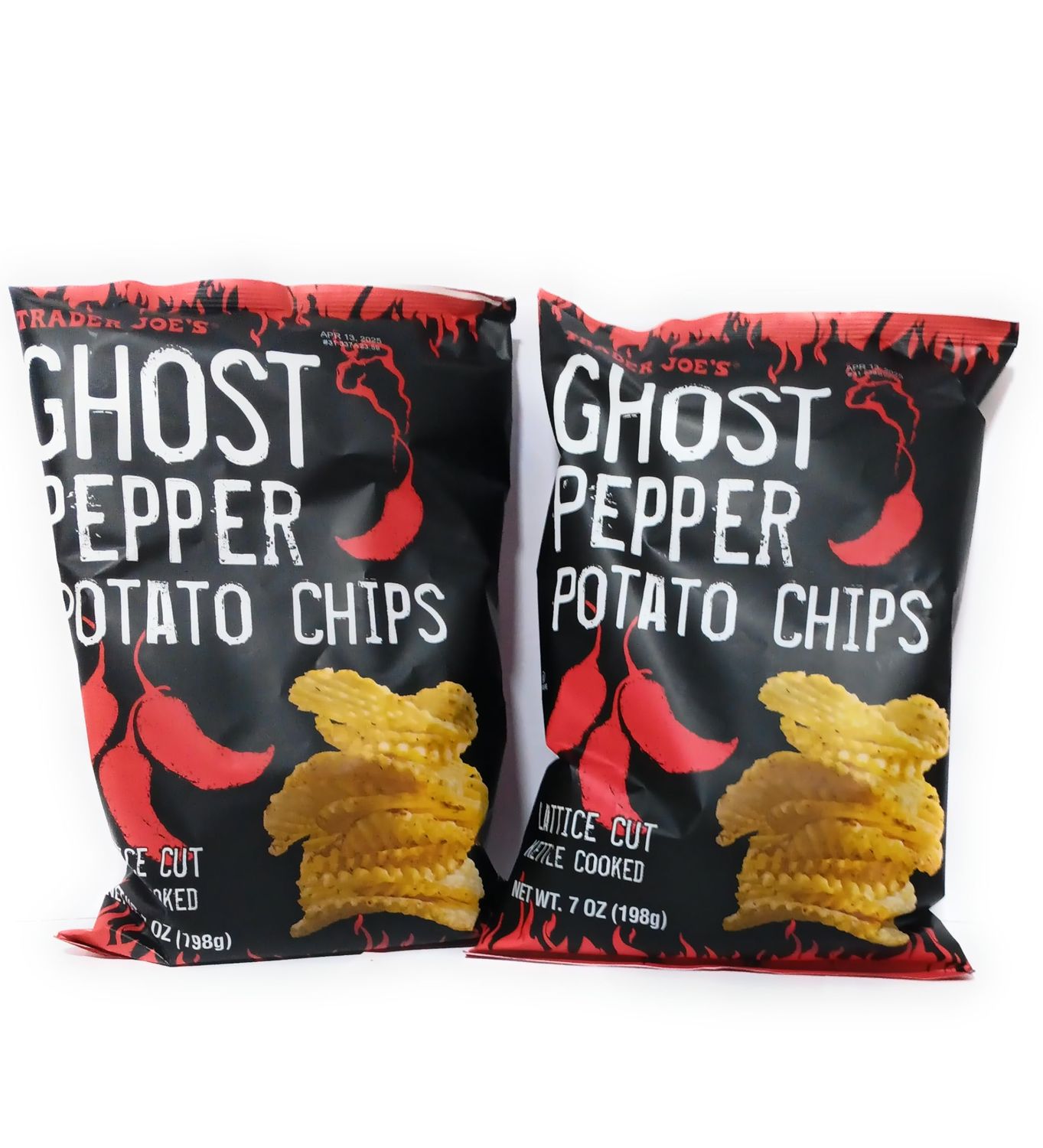 Trader Joe&#39;s Ghost Pepper Potato Chips, Lattice Cut, 7 oz, 2 Pack