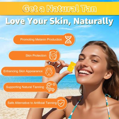 Tanning Gummies for Women Men, Tanning Supplement with Astaxanthin, Lycopene Beta Carotene for Skin Health Glow, Vegan, Non-GMO, Mango Flavor, 120 Count