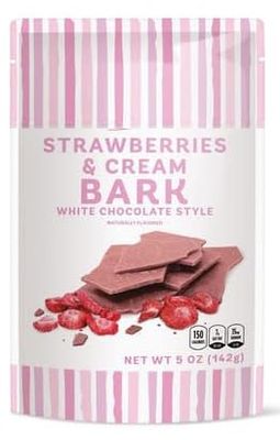 Strawberries Cream White Chocolate Bark, Snack Snacking Food Dessert 5oz Bag