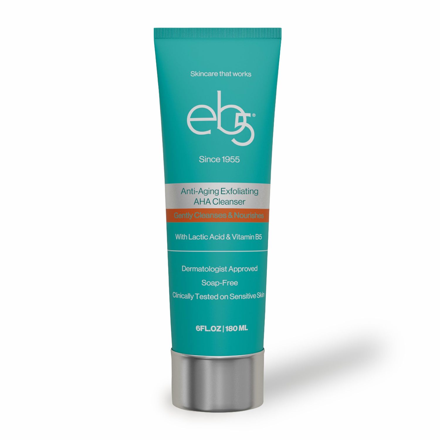 eb5 Exfoliating Aha Cleansing Lotion for Nourishing and Glowing Skin Moisturizing, Soap-free, Anti-Aging Gentle Cleanser for Men Women (6 Fl oz)