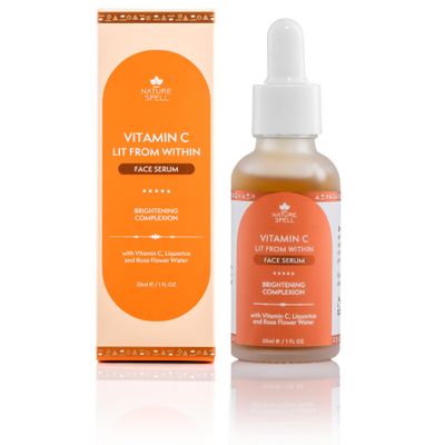 Nature Spell Pure Vitamin C Face Serum 1 Fl Oz - Brightens Skin - Minimise Enlarged Pores - Dark Spot Corrector - Anti Aging Serum for Face - Suitable for All Skin Types - 100 Vegan - Made In The UK