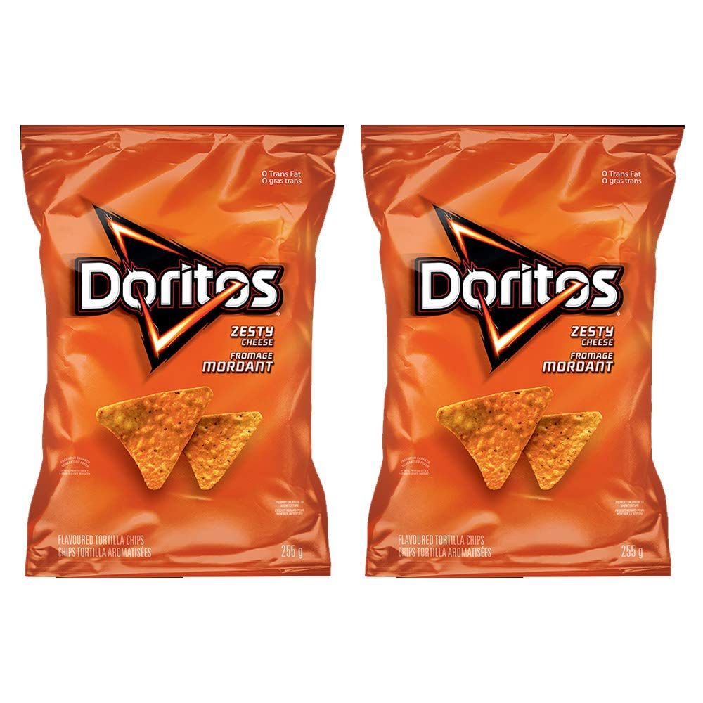 Doritos Zesty Cheese Tortilla Chips, 255g8.9oz, 2-Pack Imported from Canada