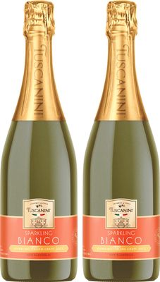 Tuscanini Sparkling Bianco Grape Juice, 25.4oz (2 Pack) Non-Alcoholic Celebration Drink Festive Mushroom Cork Refreshing Elegant Sparkling Grape Juice Perfect for Holidays, Weddings Special Occasions