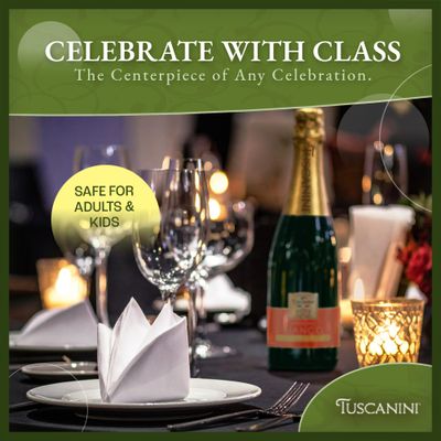 Tuscanini Sparkling Bianco Grape Juice, 25.4oz (2 Pack) Non-Alcoholic Celebration Drink Festive Mushroom Cork Refreshing Elegant Sparkling Grape Juice Perfect for Holidays, Weddings Special Occasions