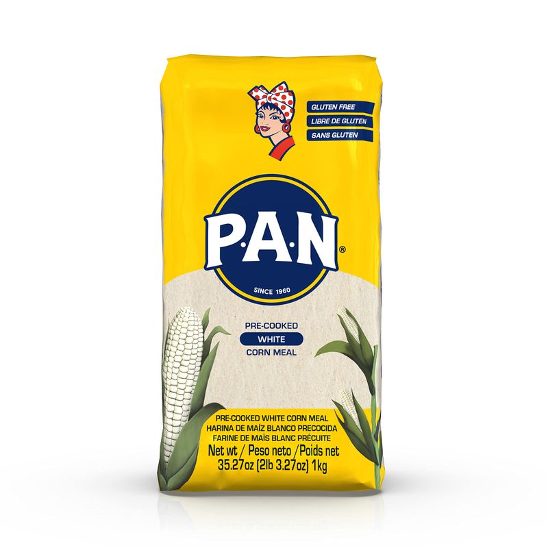 P.A.N. White Corn Meal - Pre-cooked Gluten Free and Kosher Flour for Arepas (2 lb 3.27 Oz Pack of 1)