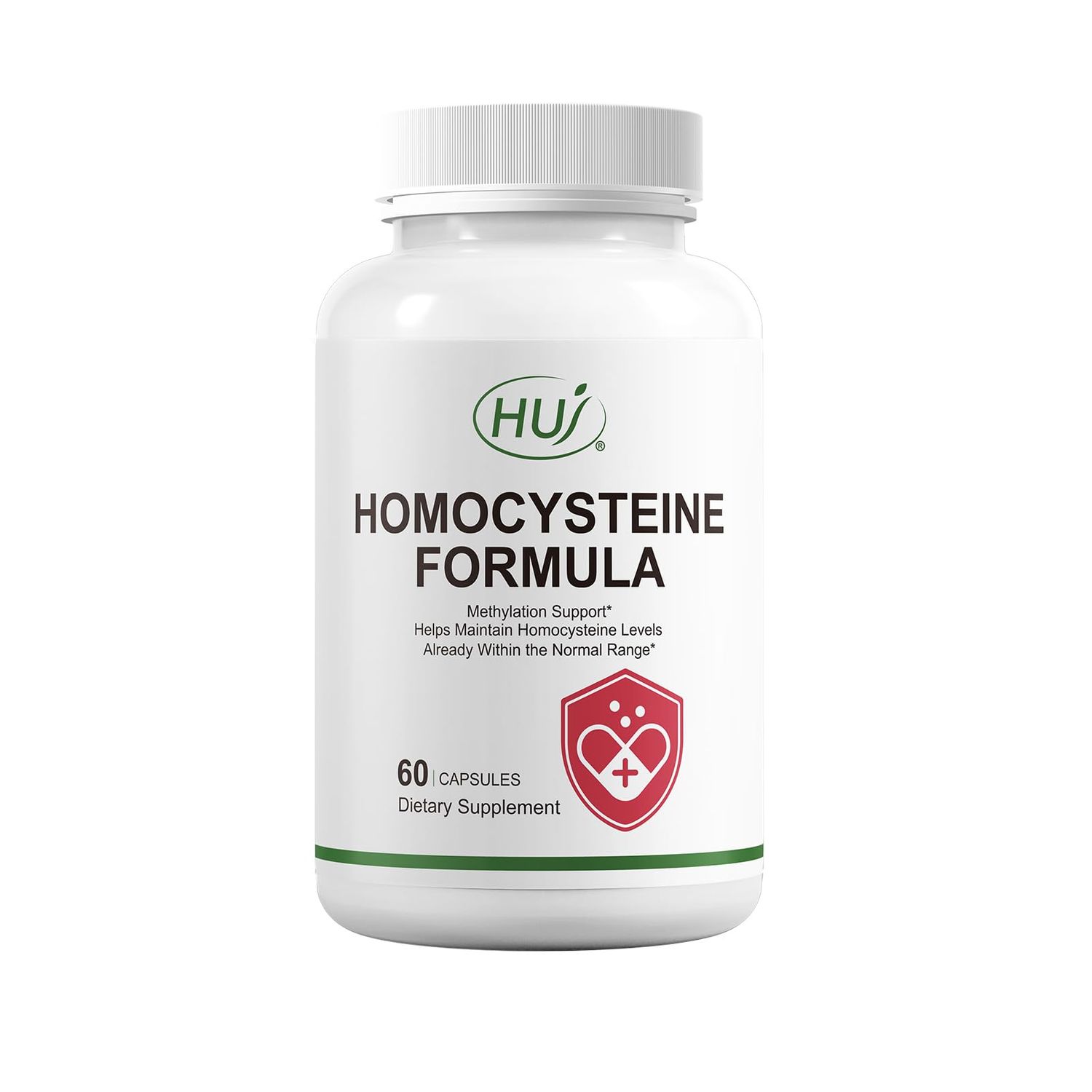 HUJ Homocysteine Formula Supplement - with B2, B12, Folate Betaine HCl - for Homocysteine Metabolism Methylation Support- 60 Capsules