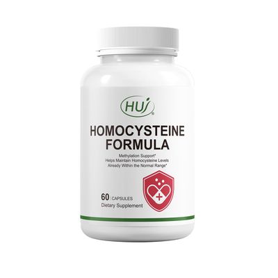 HUJ Homocysteine Formula Supplement - with B2, B12, Folate Betaine HCl - for Homocysteine Metabolism Methylation Support- 60 Capsules