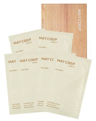 MAY COOP Raw Face Sheet Mask - Korean Hydrating Clarifying Face Mask with 80 Maple Sap for Soothing and Balanced Skin - Soft Cotton Sheet for Hypoallergenic Skin, 6 Sheets