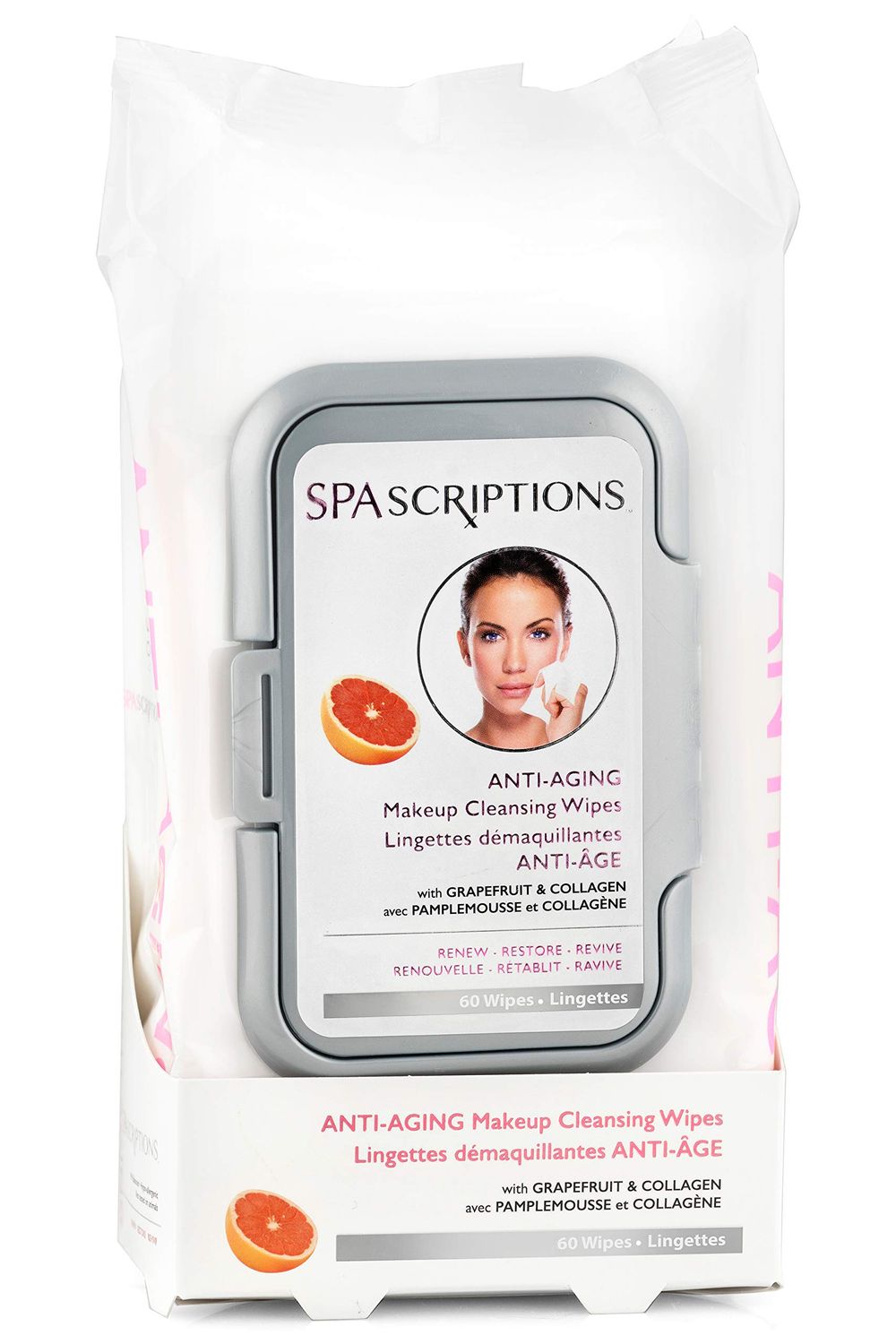 Spascriptions Anti Aging Makeup Cleansing Wipes, Top Up Open, 60 Ea, 60count