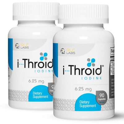 RLC Labs i-Throid 6.25 mg - Thyroid Supplements for Hypothyroidism, Iodide Supplements for Thyroid, Support Healthy Metabolism, Thyroid Support for Women and Men - 90 Vegetarian Capsules (Pack of 2)