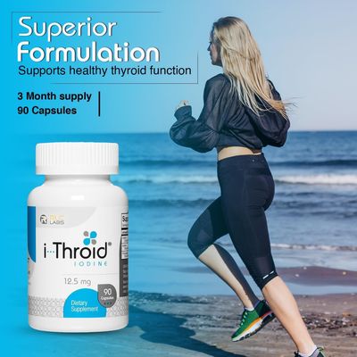 RLC Labs i-Throid 6.25 mg - Thyroid Supplements for Hypothyroidism, Iodide Supplements for Thyroid, Support Healthy Metabolism, Thyroid Support for Women and Men - 90 Vegetarian Capsules (Pack of 2)