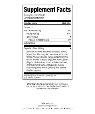 Isagenix BEA Biotics - Caffeine-Free Botanical Energy Drink - Supports Gut Digestive Health - Aids Healthy Metabolism - Good Source of Fiber - Sparkling Ginger, 12 fl oz