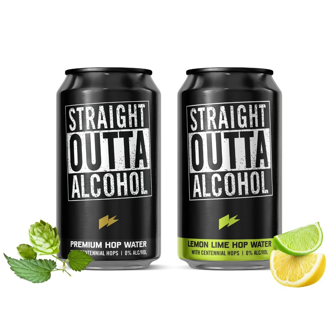 Go Brewing Straight Outta Hop Infused Water - Non Alcoholic Drink - Carbonated Drinking Water - Alcohol-Free Beverage, No Calories - Mixed Variety Pack - Beer Alternative - 12 oz Cans