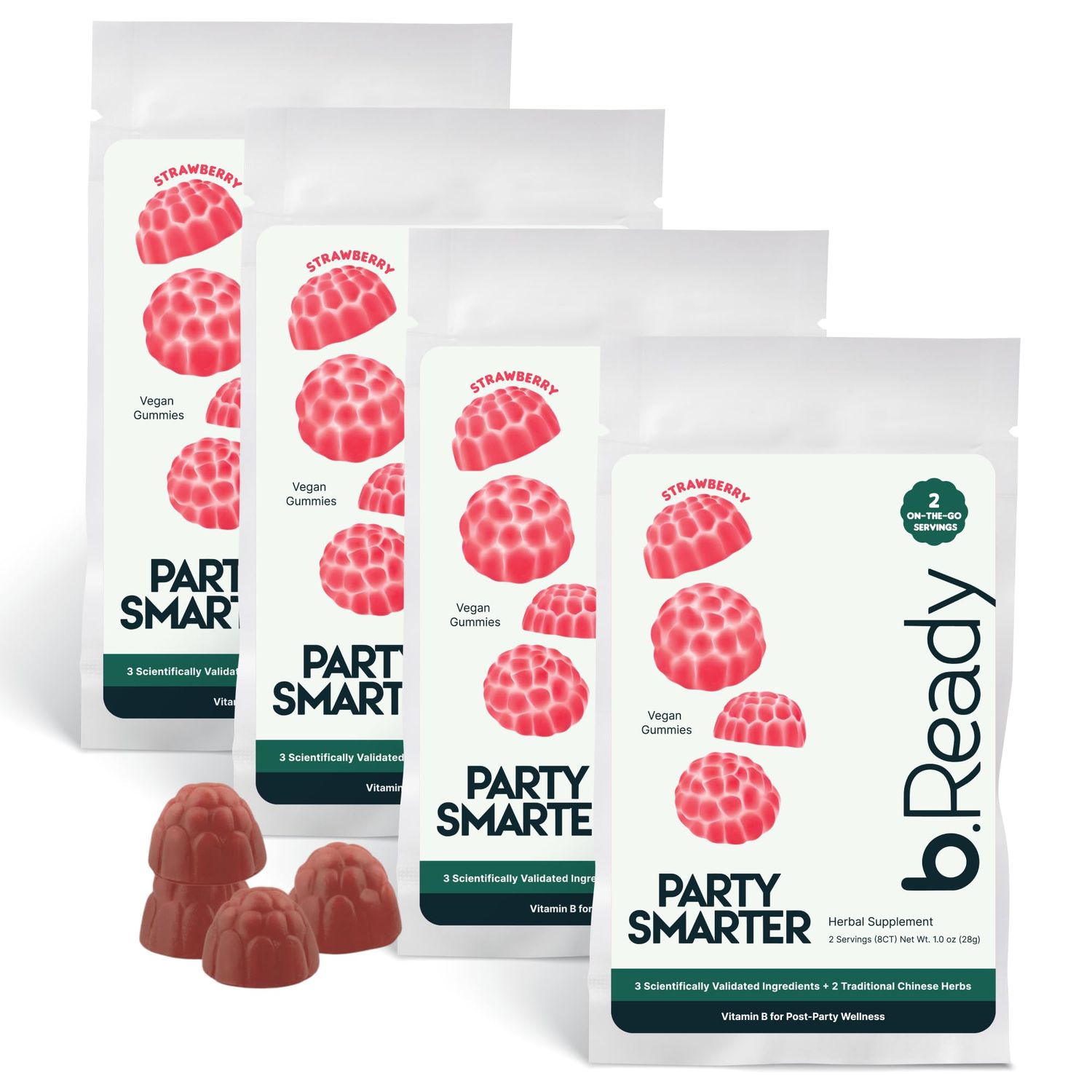 Morning Recovery Gummies for Post-Celebration, Travel Jet lag Wellness with Vitamin B, Milk Thistle Prickly Pear Party Smarter with Strawberry Flavor Vegan Gummies