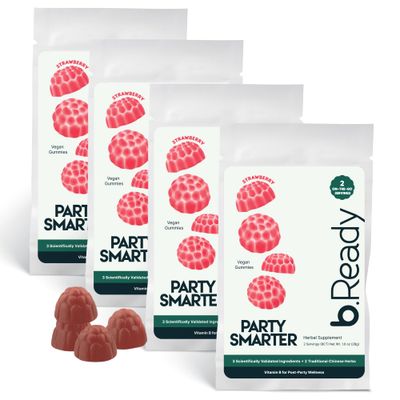 Morning Recovery Gummies for Post-Celebration, Travel Jet lag Wellness with Vitamin B, Milk Thistle Prickly Pear Party Smarter with Strawberry Flavor Vegan Gummies