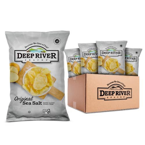 Deep River Snacks Original Sea Salt Kettle Cooked Potato Chips, Non GMO, 8 Ounce (Pack of 12)