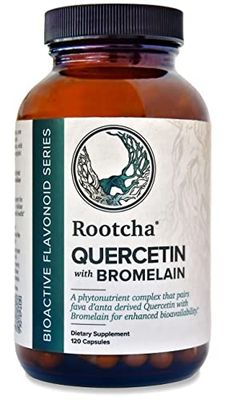 Rootcha Quercetin with Bromelain - Bioactive Fava d&#39;anta Derived Quercetin with 2400 GDUg Bromelain 120 Capsules