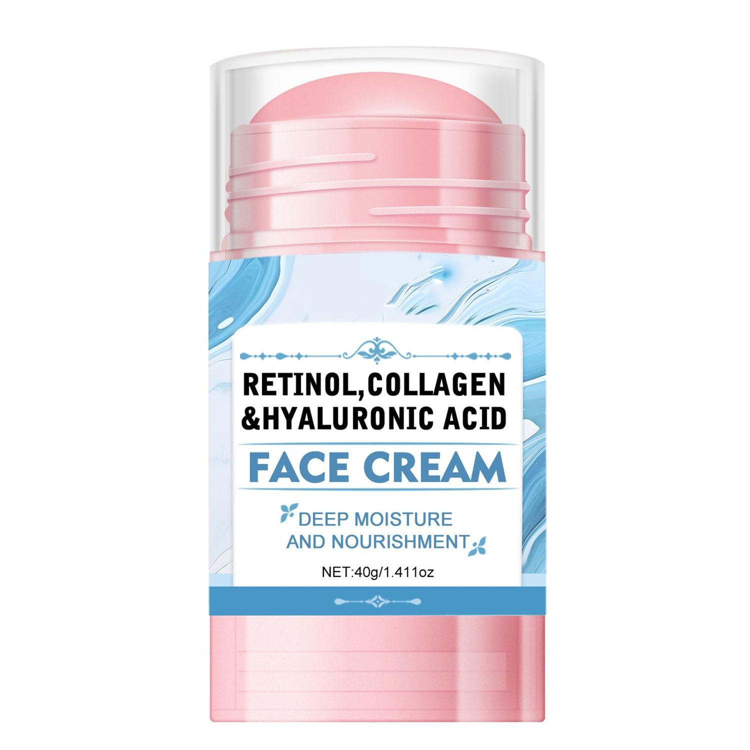 Face Balm Stick, Retinol Collagen Hydrating Moisturizer Stick with Hyaluronic Acid Face Cream for Women and Men Reduces Wrinkles Enhances Elasticity Softer Smoother Skin,1.41 Oz