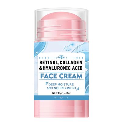 Face Balm Stick, Retinol Collagen Hydrating Moisturizer Stick with Hyaluronic Acid Face Cream for Women and Men Reduces Wrinkles Enhances Elasticity Softer Smoother Skin,1.41 Oz