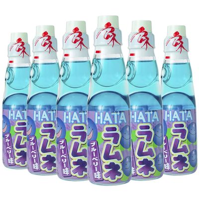 Fusion Select Ramune Japanese Soda - Classic Carbonated Japanese Drinks - Fizzy Ramune Soda Drink from Japan in Codd-Neck Bottles with Marble Stoppers - 6.76 oz, 6-Pack (6Bottle- Blueberry)