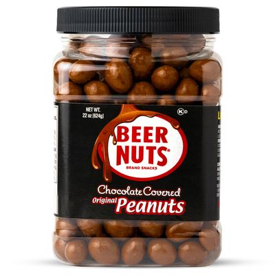 Beer Nuts Chocolate Covered Original Peanuts, Gluten Free, Kosher, Low Sodium, Made In The USA, Perfect for Holidays or Parties, Serious Snacking Since 1953 (22oz, Chocolate Covered Peanuts)