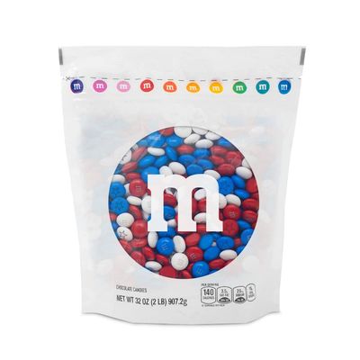 MM S WORLD Red, White, and Royal Blue Milk Chocolate Candy - 2lbs Bulk Resealable Bag for Celebrations, 4th of July Decorations, Red, White, Blue Decorations and More