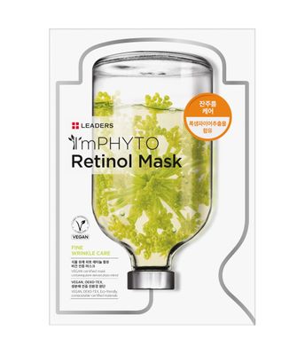 I&#39;MPHYTO Leaders Facial Mask 10 Sheet Retinol Vegan Mask Anti-Aging Fine Wrinkle Skin Care Plant-Based Rock Samphire, Carrot Extract Natural Cellulose Sheet