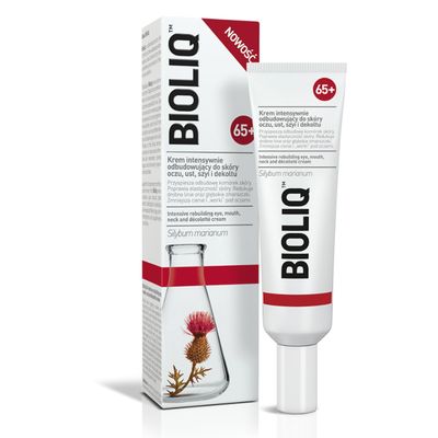 Bioliq - 65 Intensive Rebuilding Cream for Eye, Mouth, Neck, and D collet - Improves Elasticity, Wrinkles, Shadows, Bags with Silymarin - 30 ml