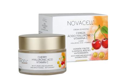 NOVACELL Cherry Face Mositurizer Cream with Hyaluronic Acid Vitamin C - Nourishing, Youth Preserving, Fills Expression Lines Wrinkles - 50 ml
