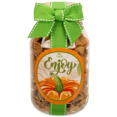 100 North Oh Sugar Sweets Fall Autumn 10 Ounce Decorative Container With Bright Green Bow, Tasty Delicious Chocolate Chip Cookies, Enjoy