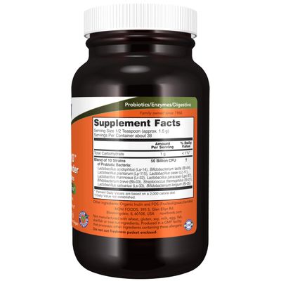 NOW Supplements, Probiotic-10 Powder, 50 Billion, with 10 Probiotic Strains, Strain Verified, 2-Ounce
