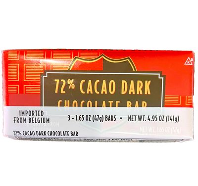 Dark Chocolate, 72 Cacao Dark Chocolate Bars, Three Chocolate Bars