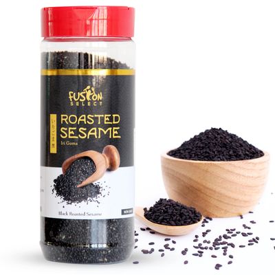 Fusion Select Roasted Black Sesame Seeds - Natural Toasted Sesame Seeds - Crispy, Crunchy, Nutty Taste for Asian, Mediterranean Middle Eastern Cuisine - Salad, Soup, Noodle Sushi Topping