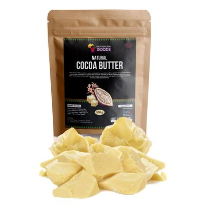Motherland Goods Natural Cocoa Butter Chunks - 8 oz Organic Raw Body Moisturizer for Sensitive Skin, Anti-Aging, Scars Eczema Relief (West Africa)