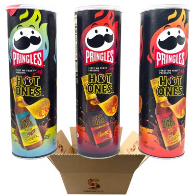 Spicy Potato Chips Variety Pack In SNACKIFYME Gift Box - Verde, Barbacoa, Rojo, 3 x 5.5 Ounce, Hot Spicy Flavor, Assortment Bulk Snacks for Parties. one chip challenge