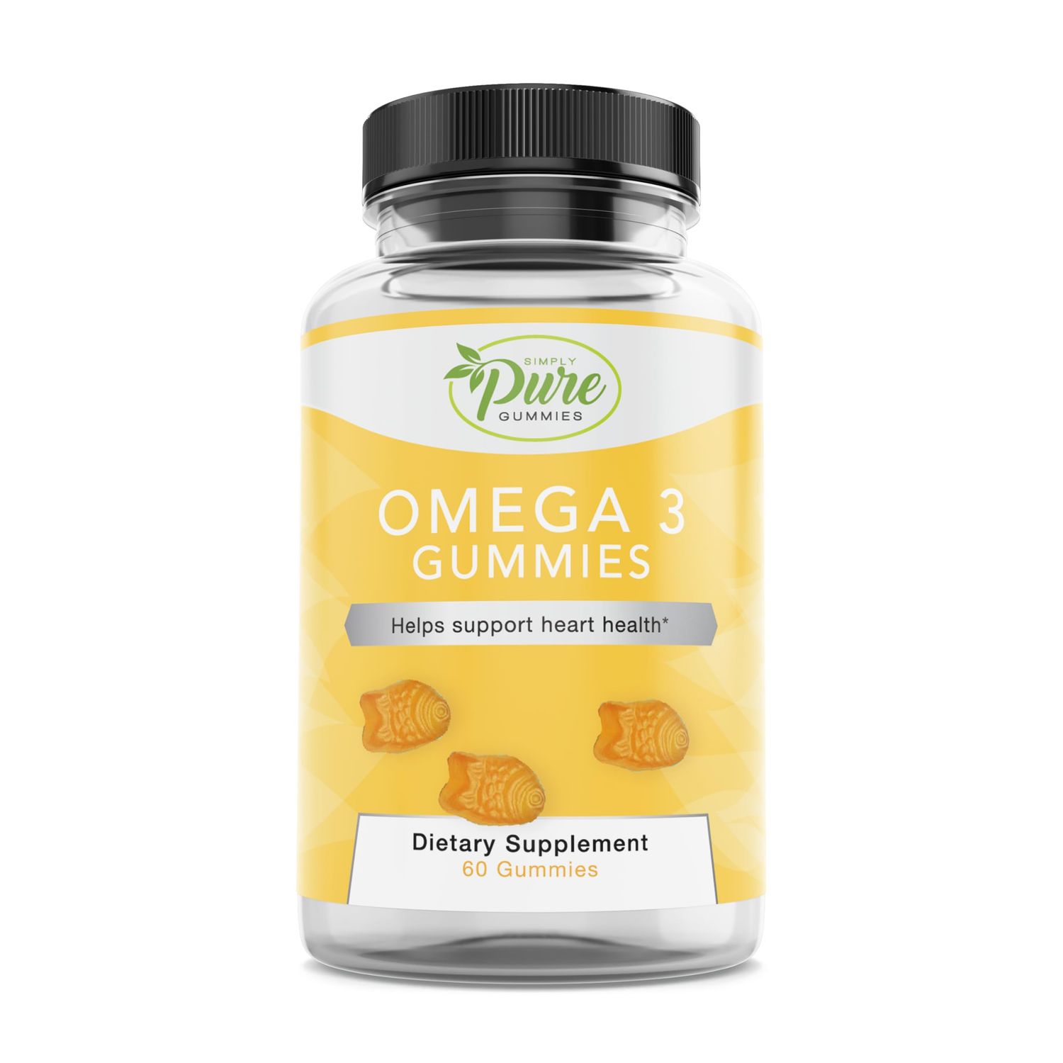 Pure By Nature Omega 3 Gummies for Adults Kids, Omega 3 Fatty Acid Supplements with Omega 3 6 9 for Circulatory Support, No Fish Oil Orange Flavor Omega Gummies, 60 Days Supply (60 Count)