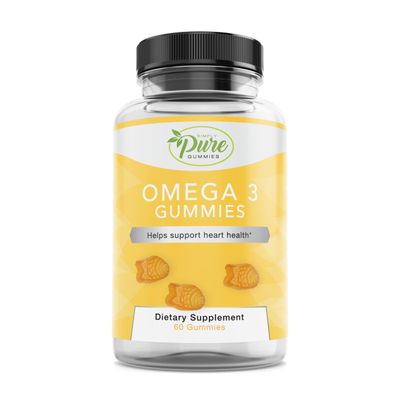 Pure By Nature Omega 3 Gummies for Adults Kids, Omega 3 Fatty Acid Supplements with Omega 3 6 9 for Circulatory Support, No Fish Oil Orange Flavor Omega Gummies, 60 Days Supply (60 Count)