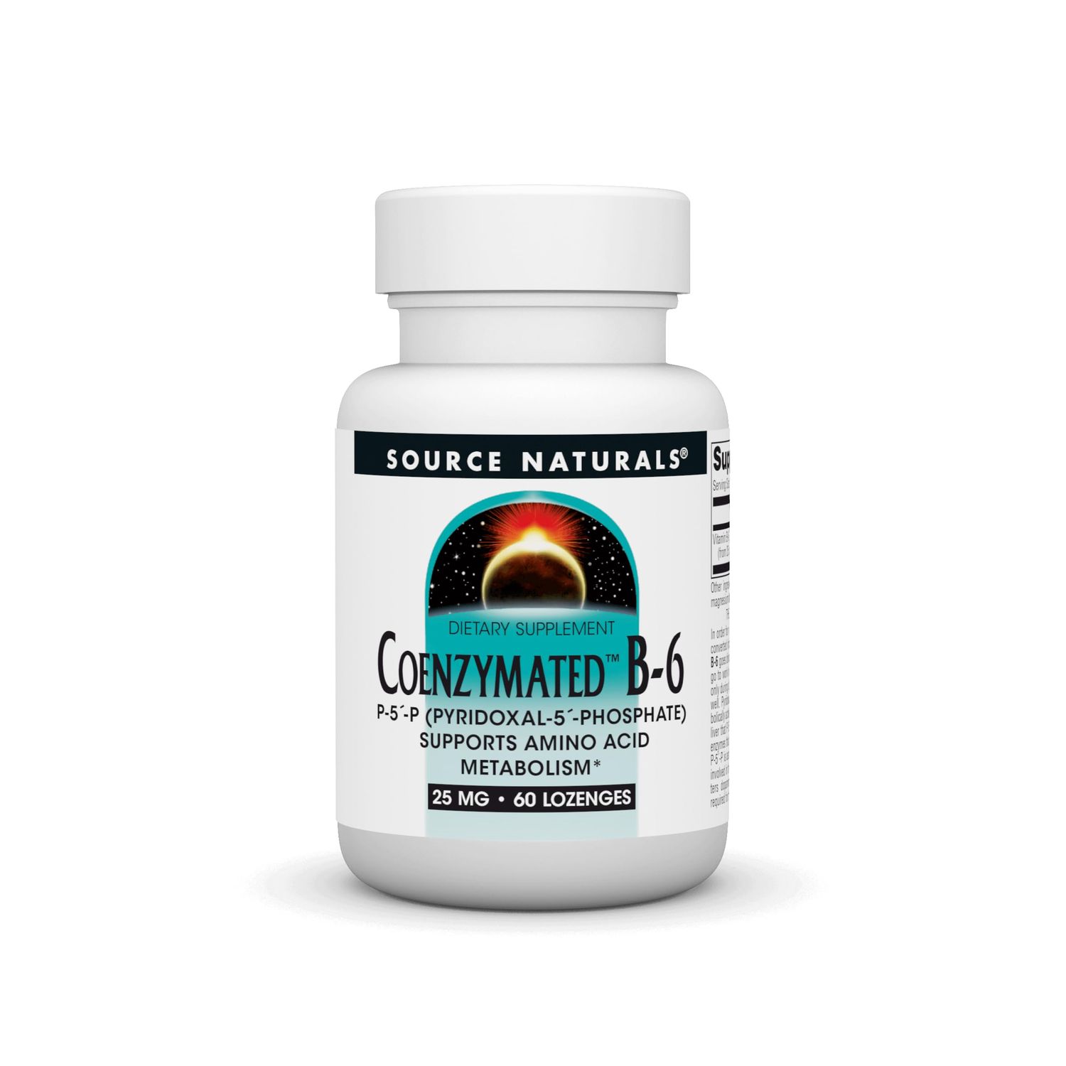 Source Naturals Coenzymated B-6 25mg P-5 Pyridoxal-5 Phosphate Fast-Acting, Quick Dissolve Vitamin Supports Amino Acid Metabolism - 60 Lozenges