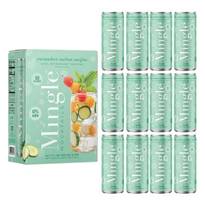 Mingle Mocktails Cucumber Melon Mojito, Premium Non-Alcoholic Drinks, Refreshing Pre-Mixed Drinks, Healthy Alternatives, Canned Mocktails, 12 fl. oz. Cans, Pack of 24