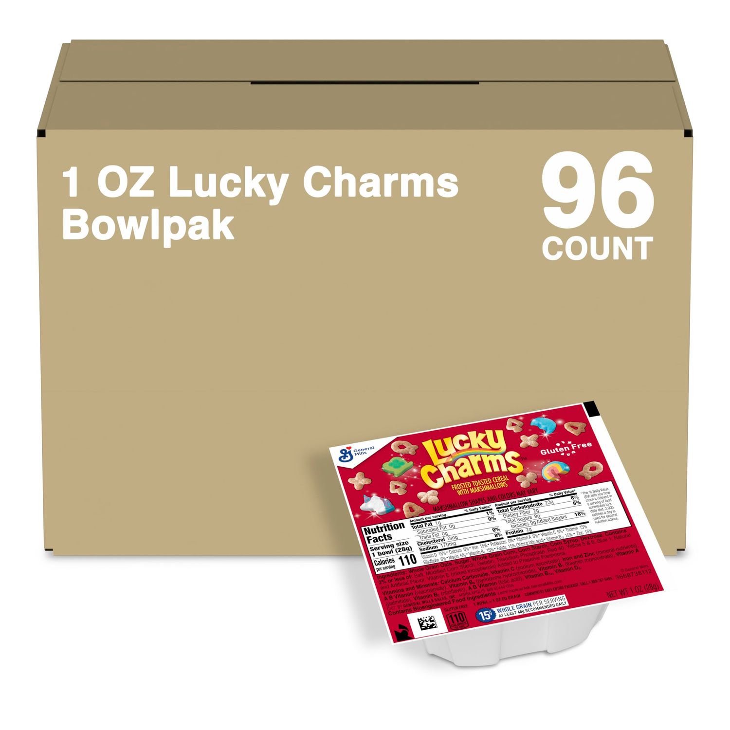 Lucky Charms Bowl Pak Cereal, 96 Count
