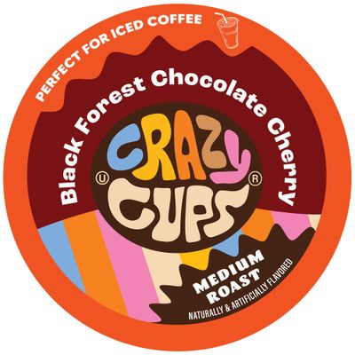 Crazy Cups Black Forest Chocolate Cherry Coffee Pods, Flavored Coffee Pods In Single Serve Cups Compatible With Keurig K Cups Machine(Pack of 1, 22 Count Total)