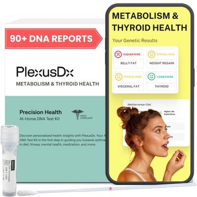 PlexusDx Metabolism Thyroid Health Genetic Test 90 DNA Reports Including Hormones, Belly Fat, Metabolic, and Thyroid Health Custom Supplement, Diet, and Lifestyle Recommendations