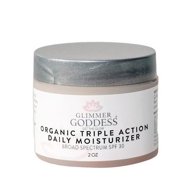 GLIMMER GODDESS Organic Daily Face Cream With Green Tea, Lemon Scent, Moisturizer, Hydrating, Softening, Sun protection With Shea Butter, 2oz