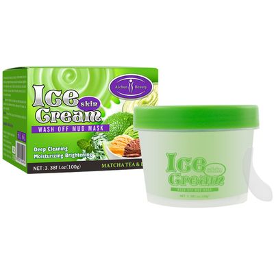 AICHUN BEAUTY Ice Cream Facial Wash Off Mud Mask Oil-Control Deep Cleaning Moisturizing Exfoliation Blackhead Skin Care 100g 3.38FL. OZ (MATCHA TEA LIME)
