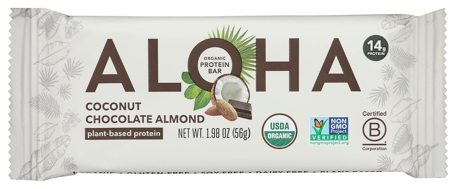 Aloha Coconut Chocolate Almond Protein Bar, Plant Based, Non GMO, 1.98 Ounces (Pack Of 12)